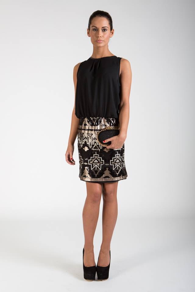 fayth in love niche sequin aztec print dress