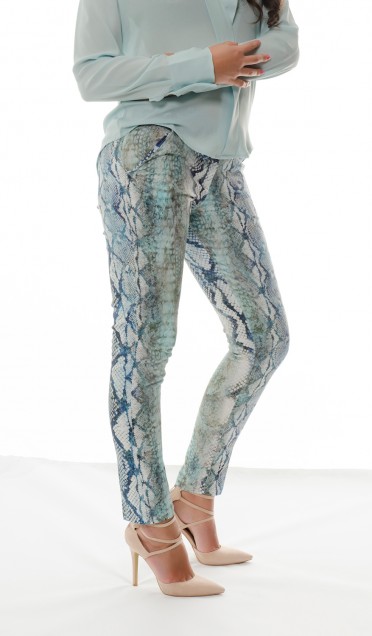 blue snake print trouser